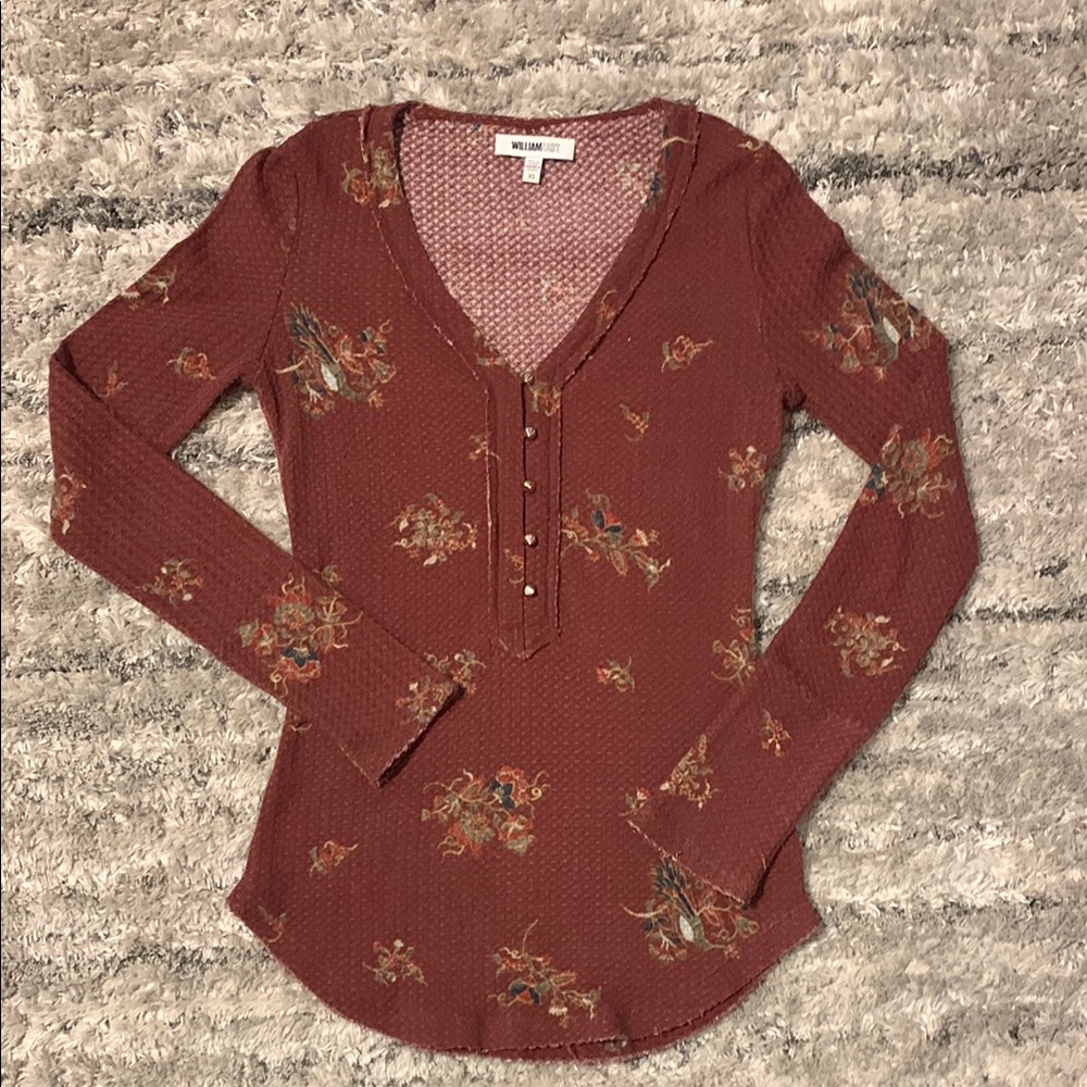 William Rast Floral Long Sleeve Top - Rust